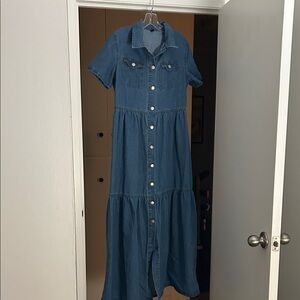 Denim Button-Down Maxi Dress